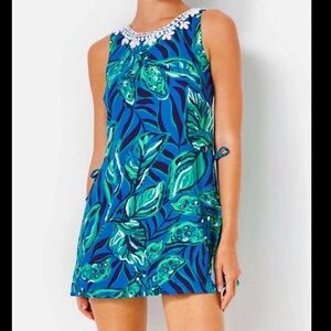 Lilly Pulitzer Blue & Green Tropical Shift Romper